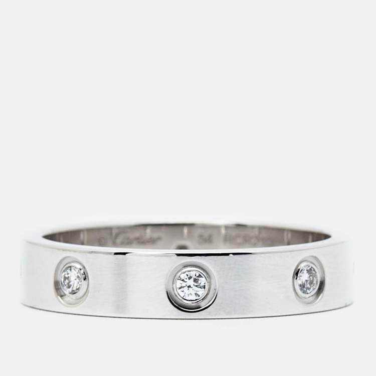 Pre Owned Cartier Love 8 Diamond 18k White Gold Ring Size 54