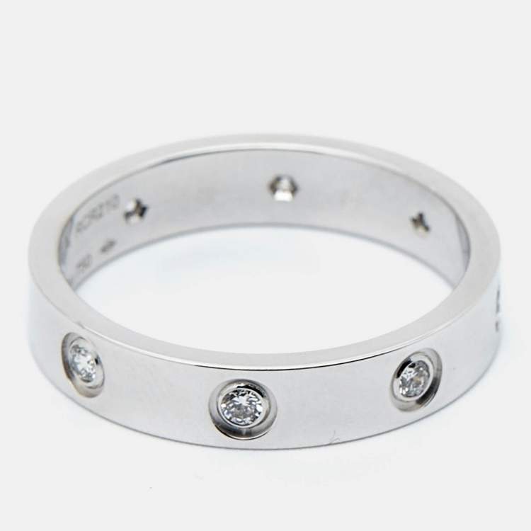 Pre Owned Cartier Love 8 Diamond 18k White Gold Ring Size 54