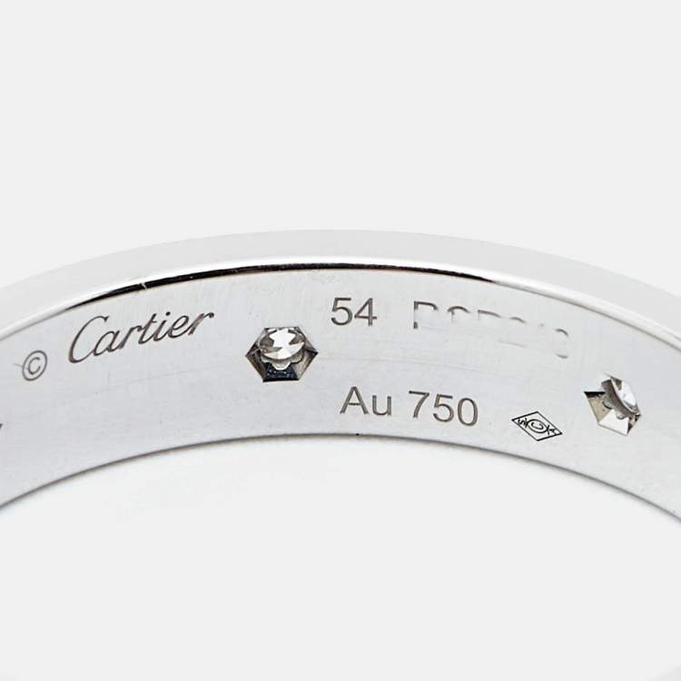 Pre Owned Cartier Love 8 Diamond 18k White Gold Ring Size 54