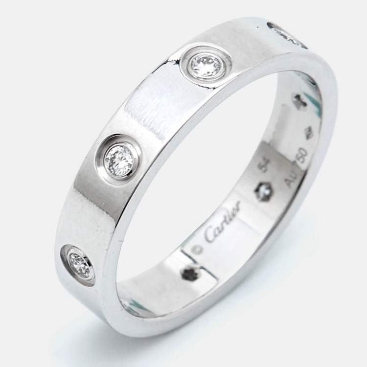 Pre Owned Cartier Love 8 Diamond 18k White Gold Ring Size 54