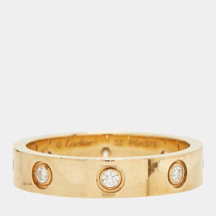 Pre Owned Cartier Love 8 Diamond 18k Yellow Gold Ring Size 52