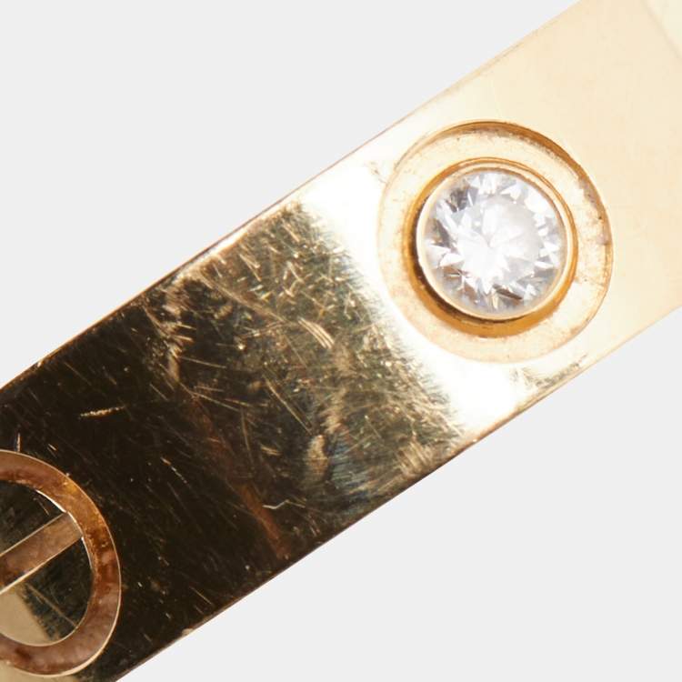 Pre Owned Cartier Love 3 Diamond 18k Rose Gold Ring Size 53