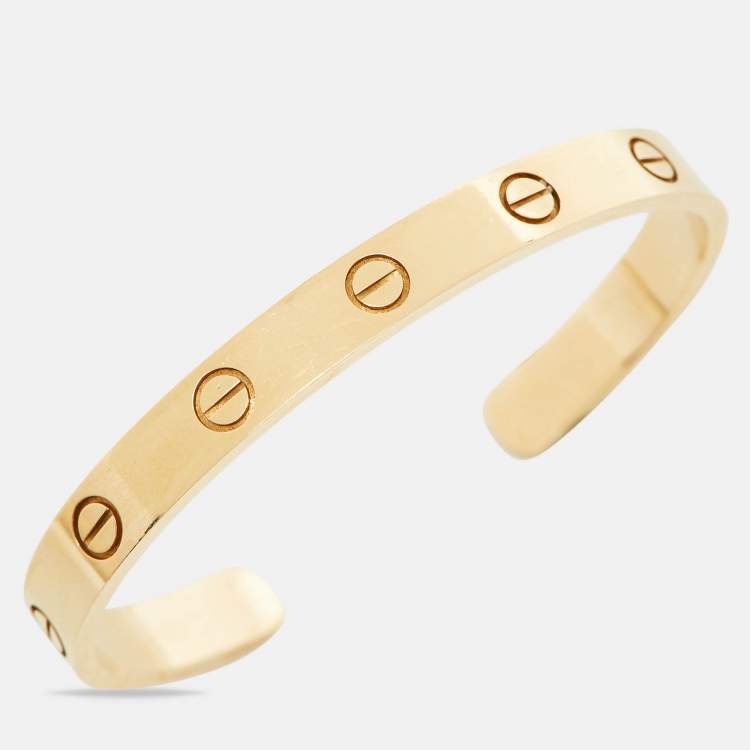 Pre Owned Cartier Love 18K Yellow Gold Open Cuff Bracelet 16