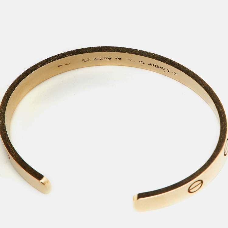 Pre Owned Cartier Love 18K Yellow Gold Open Cuff Bracelet 16