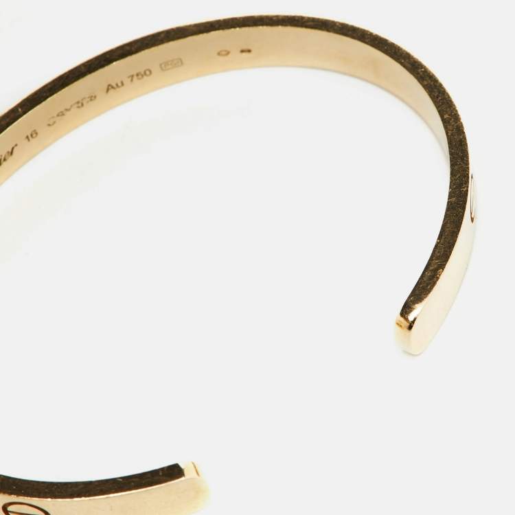 Pre Owned Cartier Love 18K Yellow Gold Open Cuff Bracelet 16