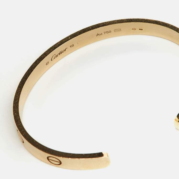 Pre Owned Cartier Love 18K Yellow Gold Open Cuff Bracelet 16