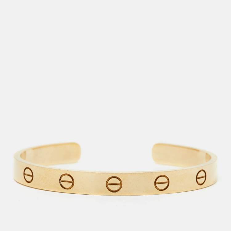 Pre Owned Cartier Love 18K Yellow Gold Open Cuff Bracelet 16