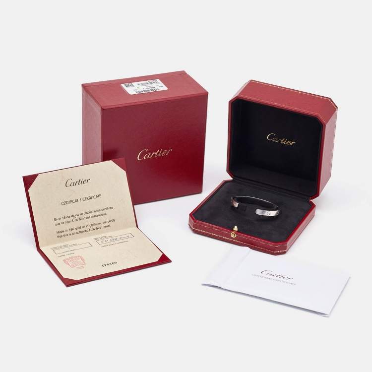 Pre Owned Cartier Love1 Diamond 18k White Gold Open Cuff Bracelet 17