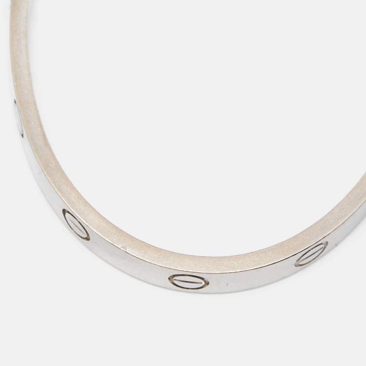 Pre Owned Cartier Love1 Diamond 18k White Gold Open Cuff Bracelet 17
