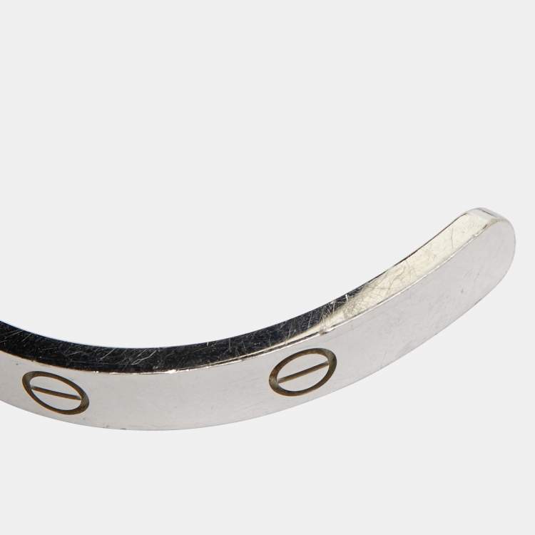 Pre Owned Cartier Love 1 Diamond 18k White Gold Cuff Bracelet