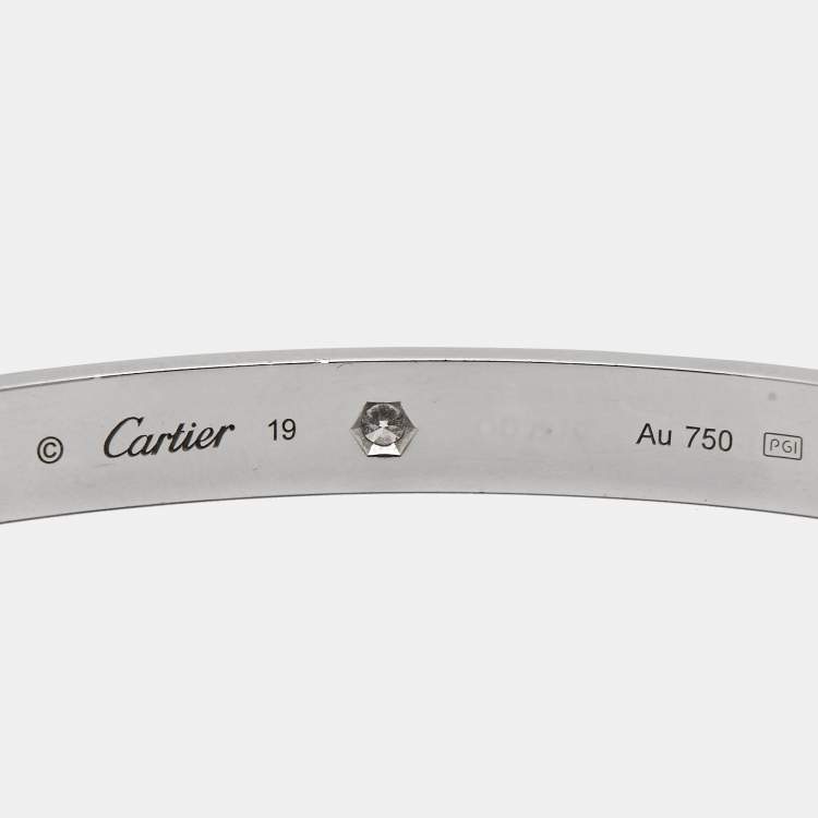 Pre Owned Cartier Love 1 Diamond 18k White Gold Cuff Bracelet