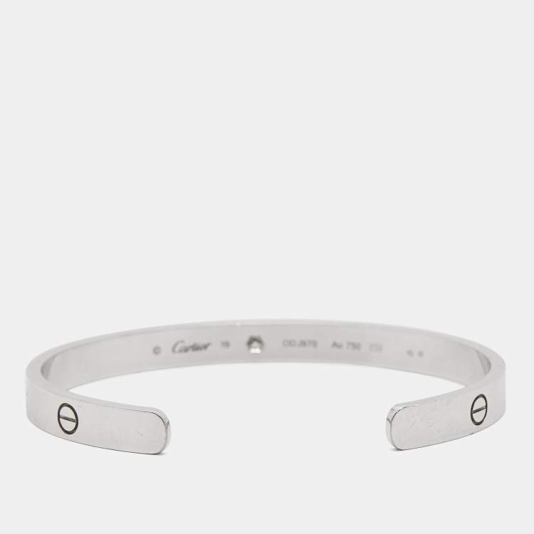 Pre Owned Cartier Love 1 Diamond 18k White Gold Cuff Bracelet