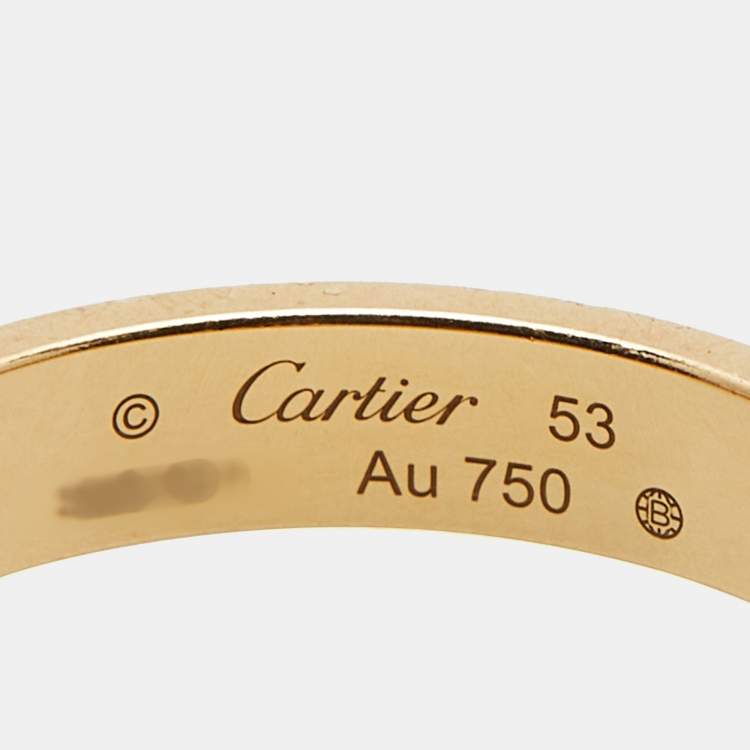 Pre Owned Cartier Love 18k Yellow Gold Wedding Band Ring Size 53