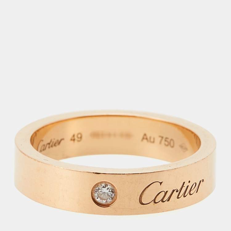 Pre Owned Cartier C De Cartier Diamond 18k Rose Gold Wedding Band Ring Size 49