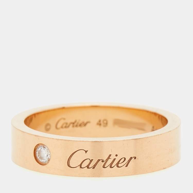 Pre Owned Cartier C De Cartier Diamond 18k Rose Gold Wedding Band Ring Size 49