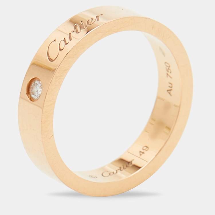 Pre Owned Cartier C De Cartier Diamond 18k Rose Gold Wedding Band Ring Size 49