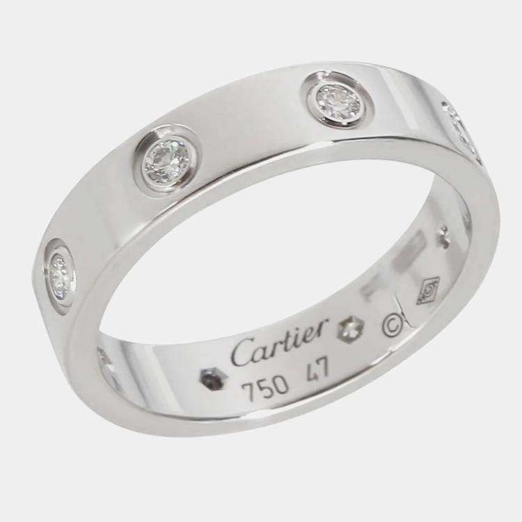 Pre Owned Cartier 18k White Gold Love Band 0.19 CTW