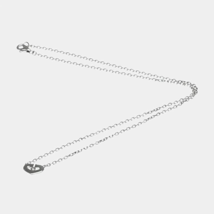Pre Owned Cartier 18K White Gold and Diamond C De Cartier Heart Pendant Necklace
