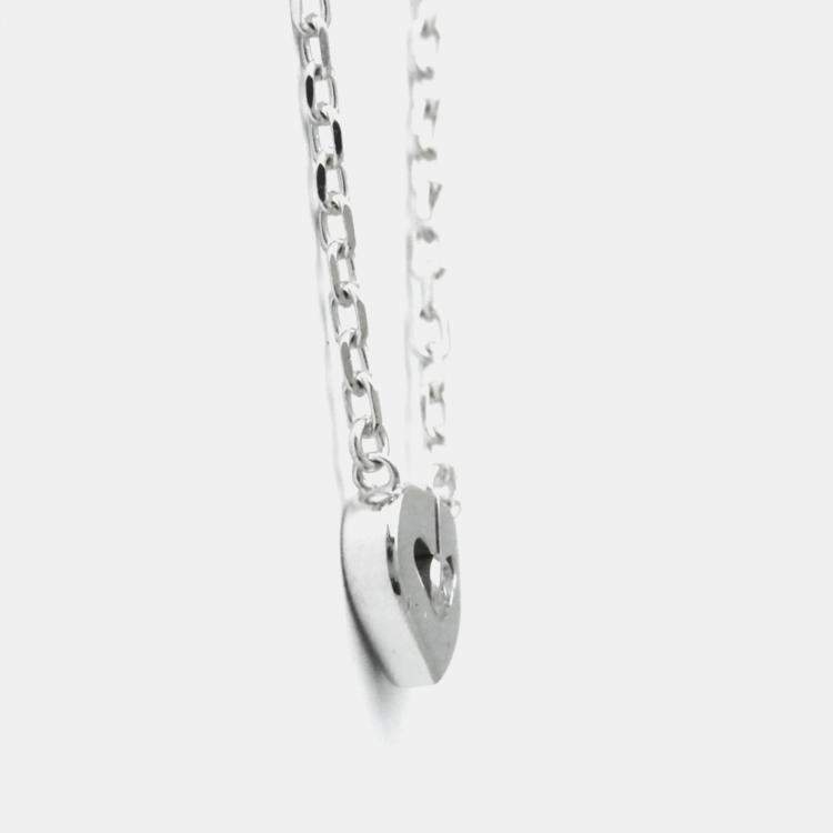 Pre Owned Cartier 18K White Gold and Diamond C De Cartier Heart Pendant Necklace