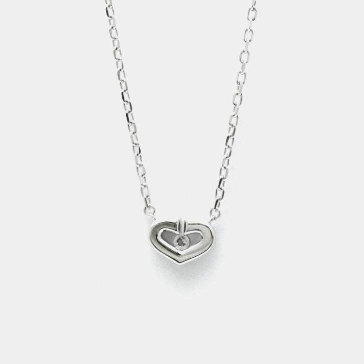 Pre Owned Cartier 18K White Gold and Diamond C De Cartier Heart Pendant Necklace