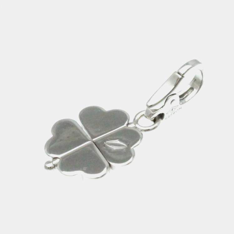 Pre Owned Cartier 18K White Gold and Diamond 4 Leaf Clover Pendant Charm