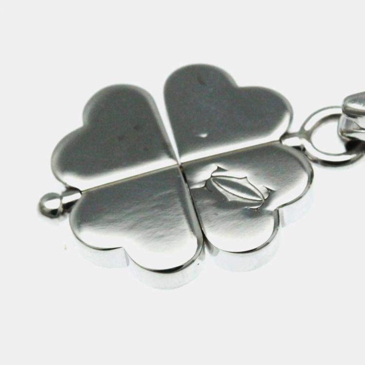 Pre Owned Cartier 18K White Gold and Diamond 4 Leaf Clover Pendant Charm