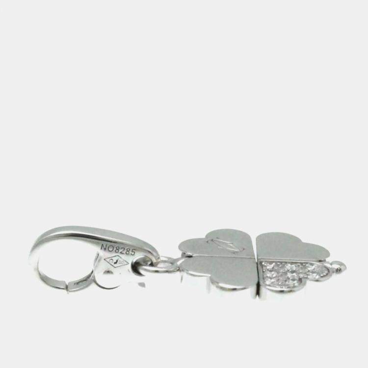 Pre Owned Cartier 18K White Gold and Diamond 4 Leaf Clover Pendant Charm