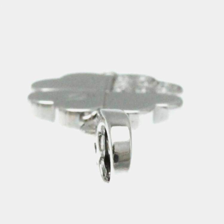 Pre Owned Cartier 18K White Gold and Diamond 4 Leaf Clover Pendant Charm