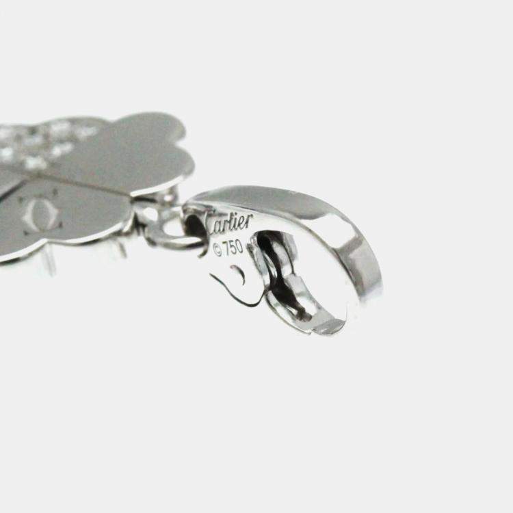 Pre Owned Cartier 18K White Gold and Diamond 4 Leaf Clover Pendant Charm