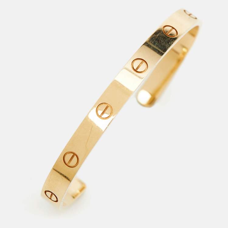 مملوكة مسبقًا Cartier Love 18k Yellow Gold Open Cuff Bracelet 19