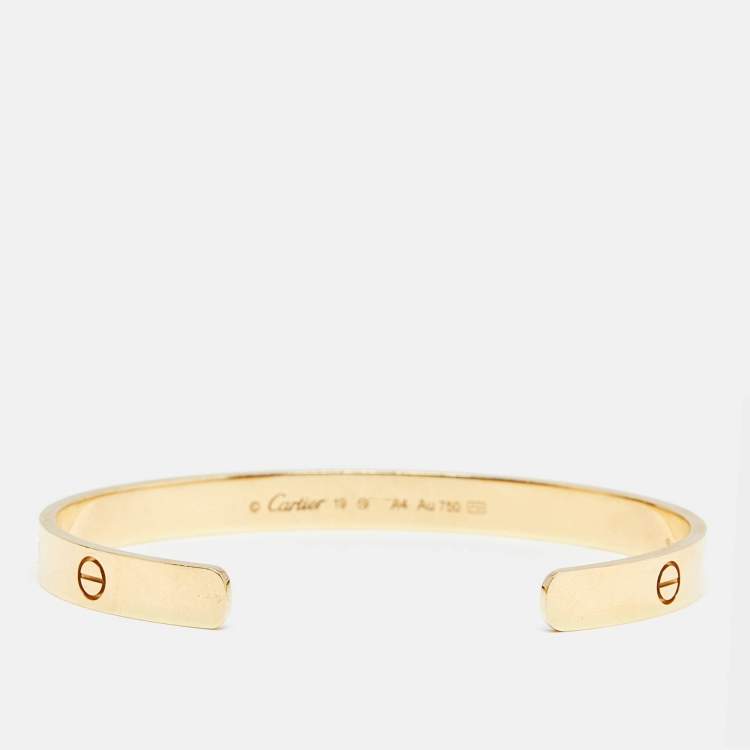 مملوكة مسبقًا Cartier Love 18k Yellow Gold Open Cuff Bracelet 19