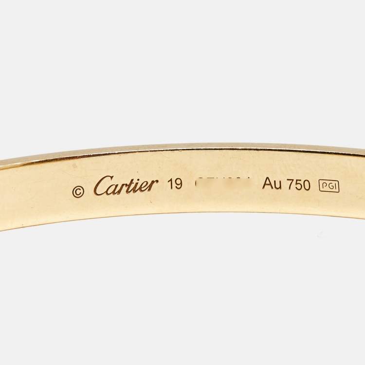 مملوكة مسبقًا Cartier Love 18k Yellow Gold Open Cuff Bracelet 19