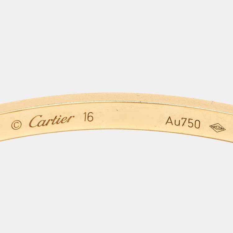 Pre Owned Cartier Love 18K Yellow Gold Narrow SM Bracelet 16