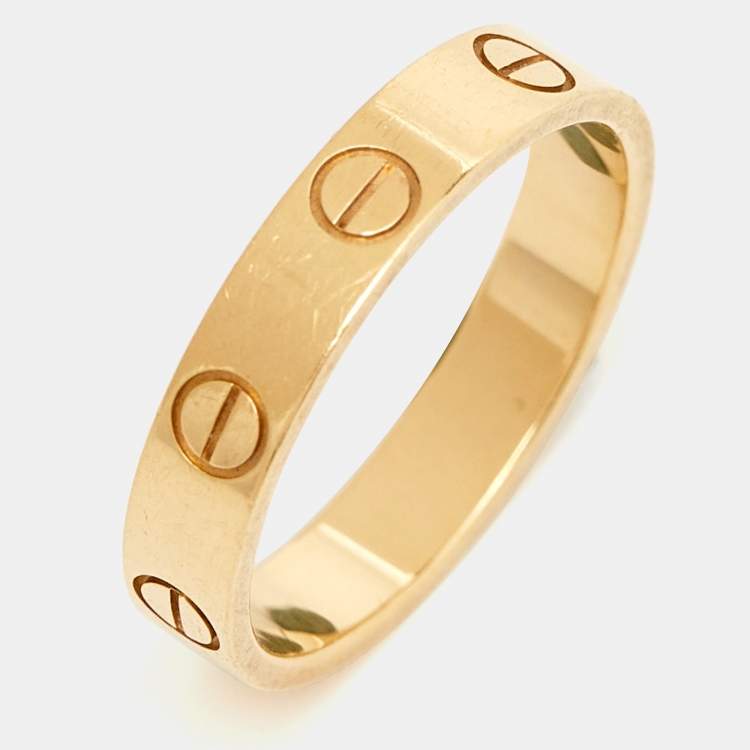 Pre Owned Cartier Love 18k Yellow Gold Narrow Wedding Band Ring Size 51