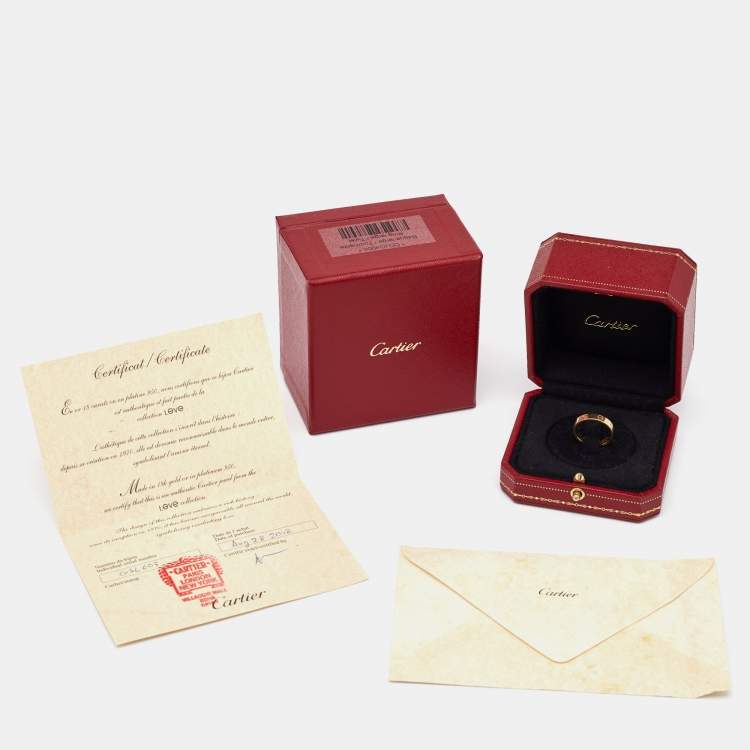 Pre Owned Cartier Love 18k Yellow Gold Narrow Wedding Band Ring Size 51