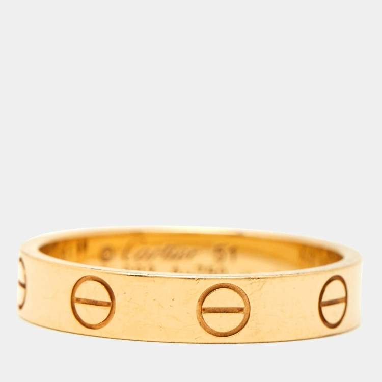 Pre Owned Cartier Love 18k Yellow Gold Narrow Wedding Band Ring Size 51