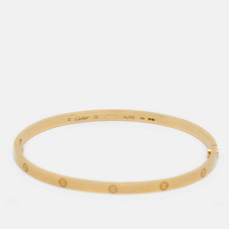 Pre Owned Cartier Love 18k Yellow Gold Small Model Bracelet 20