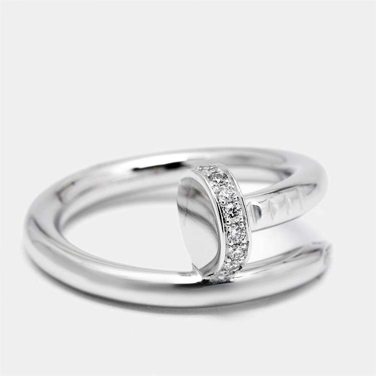 Pre Owned Cartier Juste Un Clou Diamond 18k White Gold Ring Size 50