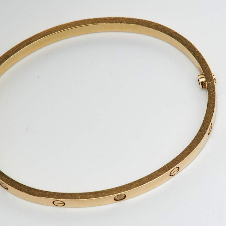 Pre Owned Cartier Love 6 Diamonds 18k Yellow Gold Small Model Bracelet 16