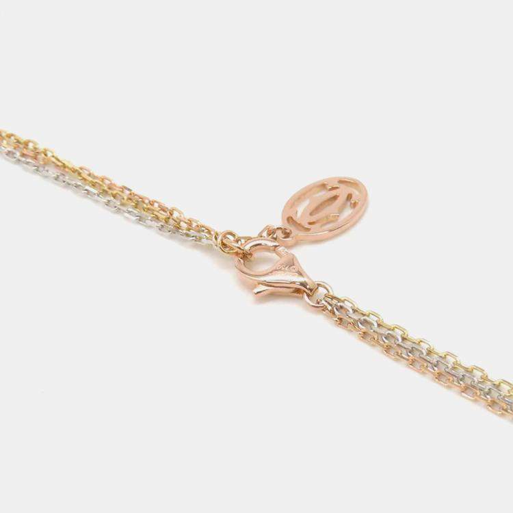 Pre Owned Cartier 18K Yellow, Rose, White Gold and Diamond Trinity Pendant Necklace