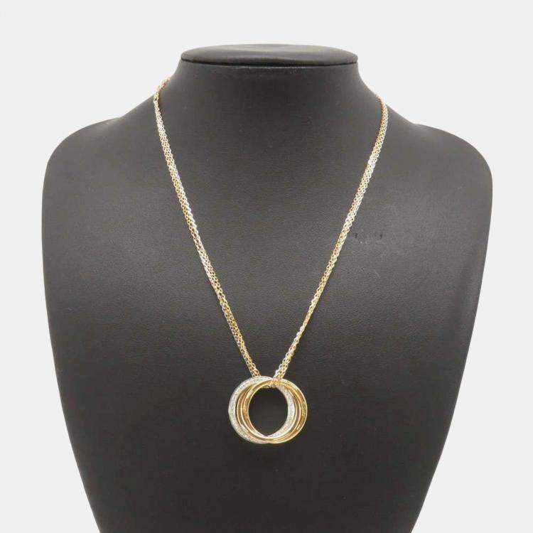 Pre Owned Cartier 18K Yellow, Rose, White Gold and Diamond Trinity Pendant Necklace