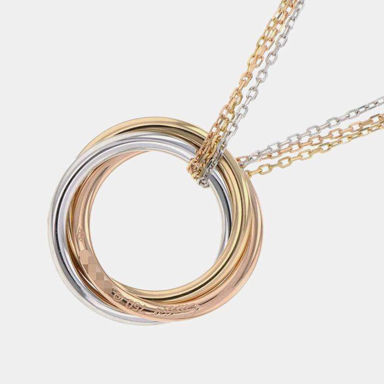 Pre Owned Cartier 18K Yellow, Rose, White Gold and Diamond Trinity Pendant Necklace