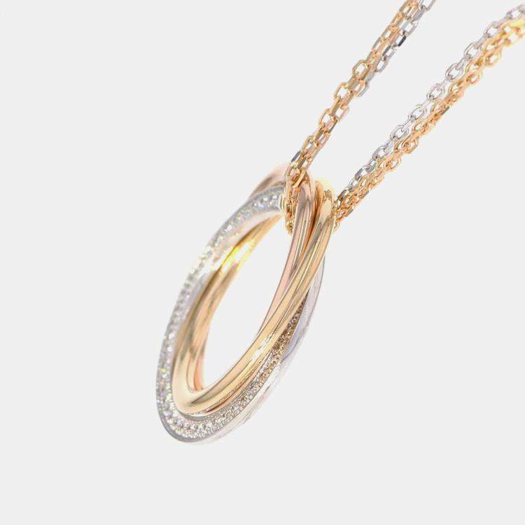 Pre Owned Cartier 18K Yellow, Rose, White Gold and Diamond Trinity Pendant Necklace