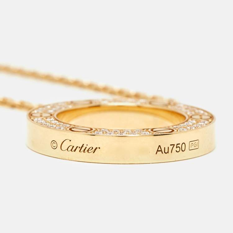 Pre Owned Cartier Love Diamonds 18k Yellow Gold Necklace