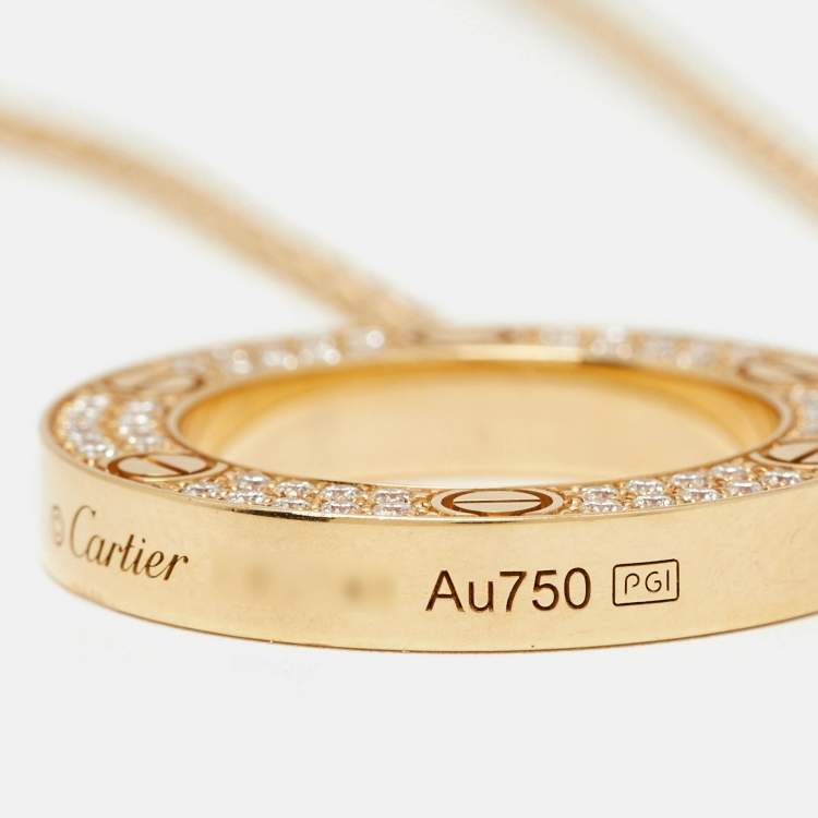 Pre Owned Cartier Love Diamonds 18k Yellow Gold Necklace
