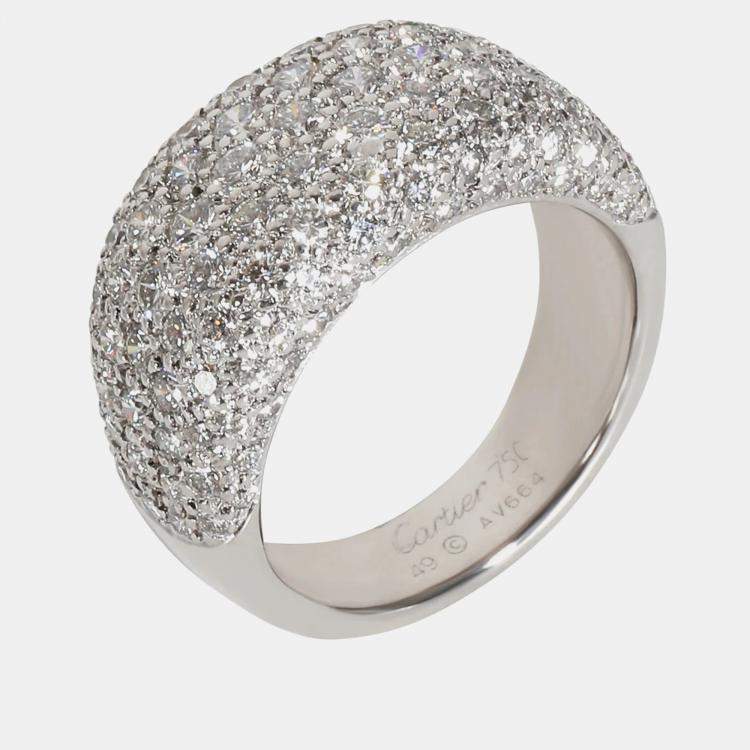 Pre Owned Cartier 18k White Gold Vintage Fashion Ring 3.5 CTW EU 52