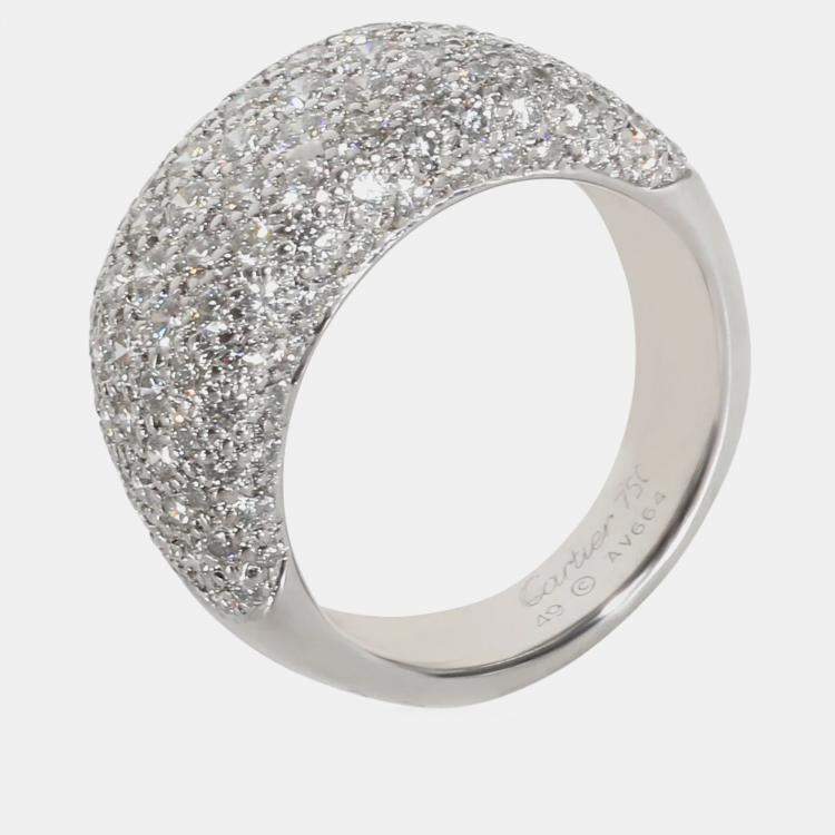 Pre Owned Cartier 18k White Gold Vintage Fashion Ring 3.5 CTW EU 52
