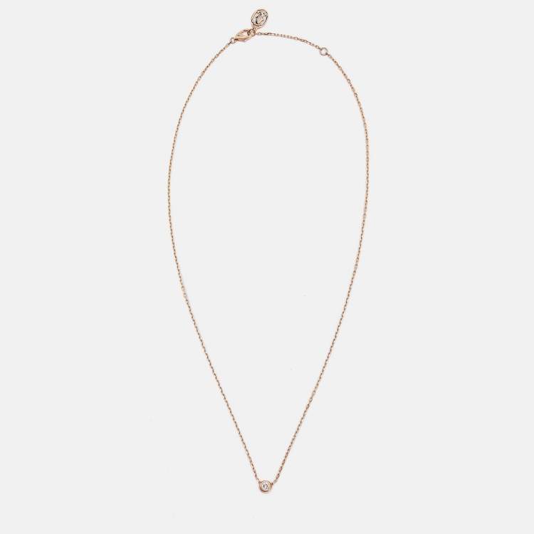 Pre Owned Cartier D'Amour Diamond 18k Rose Gold Small Model Necklace