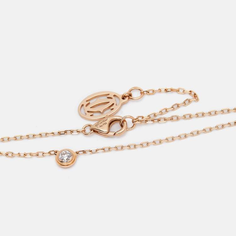 Pre Owned Cartier D'Amour Diamond 18k Rose Gold Small Model Necklace