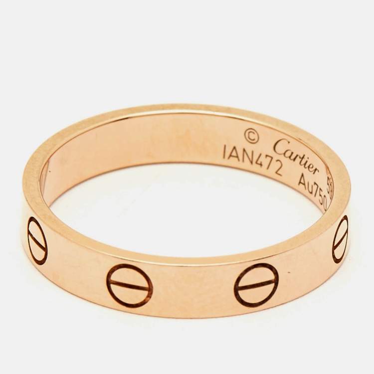 Pre Owned Cartier Love 18k Rose Gold Wedding Band Ring Size 53